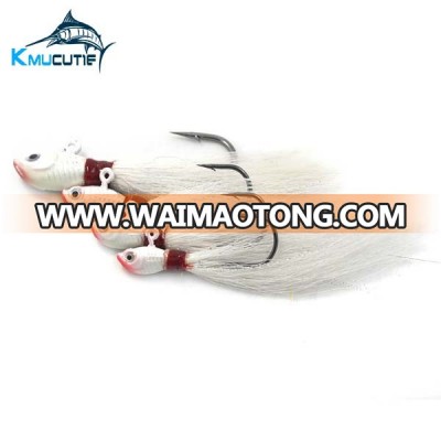 Saltwater Fishing Lure Jig Head Jigging Lure Sinking Bait 1oz White Color Bucktail Jig