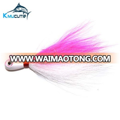 Retail package bass fluke lure lead head jigs 1oz luminous bucktail jig